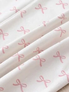 SHEIN 青少年女孩簡單可愛熊圖案飾邊抓皺長褲套裝，舒適休閒居家服 2 件套 - 彩色 - 查看 4