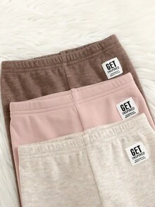 Cozy Pixies 3件組女嬰休閒日常舒適保暖內裡冬季內搭褲，3款各1件，秋季套裝 - 彩色 - 查看 5