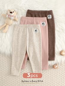 Cozy Pixies 3件組女嬰休閒日常舒適保暖內裡冬季內搭褲，3款各1件，秋季套裝 - 彩色 - 查看 7
