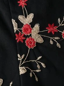 SHEIN MOD 優雅白色花卉無肩帶刺繡洋裝，修身A字版型，夏季度假婚禮賓客禮服，女性畢業派對穿搭 - 黑色 - 查看 5