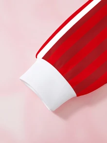 HELLO KITTY AND FRIENDS | SHEIN كنزة رياضية مطبوعة برسومات كرتونية مخططة بألوان متباينة للفتيات الصغيرات - أبيض - مشاهدة 4