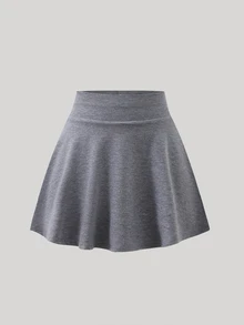 SHEIN 青少年女孩 2 件組滑板裙內含內褲 喇叭 A 字百褶迷你黑色裙 秋冬返校校服休閒穿搭套裝 - 彩色 - 查看 7