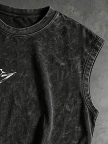 Gym Rark Tank Top Pria Motif Geometris Kasual untuk Olahraga Kebugaran, Gym, dan Liburan - Dark Grey - View 3