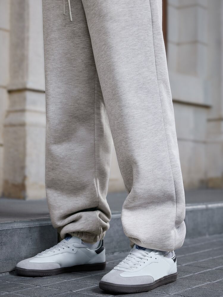 Mainfolk Men's Solid Color Hoodie And Sweatpants Set - Light Grey - View 6