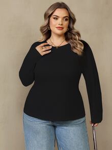SHEIN CURVE+ 2 قطعة تي شيرت مقاس كبير - بني مخاوي - مشاهدة 3