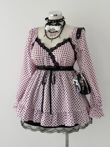 Sunspun Plus Size Women's Casual Cute Sweet Polka Dot Long Sleeve Blouse, Autumn/Winter Fall - Multicolor - View 8