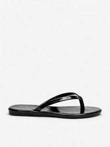 Lumivelle Women's Flat Flip Flops, Shiny Summer Fashion Comfortable Round Toe Sandals, Suitable For Outings, Gatherings, Home, Travel, And Beach, Vacationcore - Black - View 4