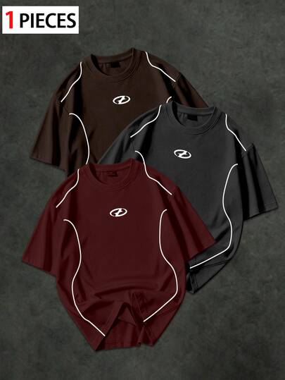 Sport MetroGents Camiseta de cuello redondo con bloques de color para hombre, casual, versátil, para uso diario, viajes, deportes y gimnasio