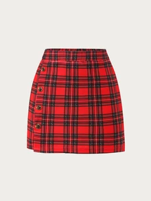 Elladie kids Young Girls Ruffle Long Sleeve Rib-Knit Top And Plaid Skirt Set Cute Preppy 2 Pieces Autumn Outfit Young Girl Checkered Button Skirt Clothes - Multicolor - View 8