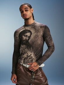 PAVTROS Men's Character Print Crew Neck Long Sleeve Casual T-Shirt - Multicolor - View 3