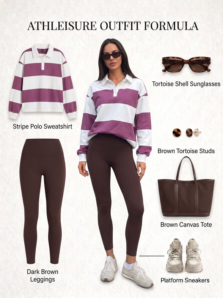 Fluxe Women Fleece Lined Polo Collar Sweatshirt Striped Color Block Half Button Pullover Oversized Drop Shoulder Gym Workout Warm Sportswear Top - Apricot - View 13