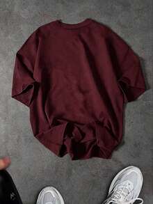 Sport MetroGents Men's Casual Loose Fit Short Sleeve Sports T-Shirt, Gym - Burgundy - View 2