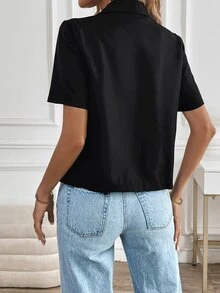 SHEIN Franclia 女士合身西裝外套，女性商務西裝外套，畢業典禮服裝 - 黑色 - 查看 2