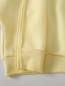 SHEIN 青少年女孩秋冬休閒保暖內裡加厚街頭風 Y2K 色塊拼接黃色與粉色拉鍊棒球夾克與配套長褲 2 件套 - 粉色 - 查看 10