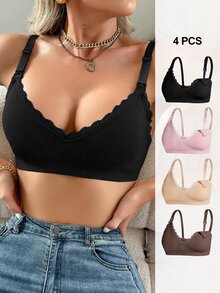 Moonlight&Mama Women's Best-Selling Fashionable Comfortable Minimalist Solid Color High Cost-Performance High Quality Maternity Nursing Bras 4-Pack - Multicolor - View 8