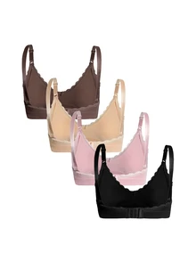 Moonlight&Mama Women's Best-Selling Fashionable Comfortable Minimalist Solid Color High Cost-Performance High Quality Maternity Nursing Bras 4-Pack - Multicolor - View 5