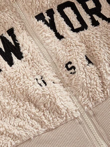 SHEIN Tween女孩卡其色毛絨加厚冬季連身褲 刺繡字母休閒日常百搭街頭時尚酷感 - 卡其色 - 查看 4