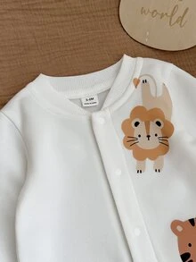SHEIN 男嬰卡通動物長袖單排扣休閒連身衣 - 彩色 - 查看 10