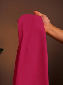 Veslaya Spring/Summer New Arrival Vacation Casual & Commute Casual & Daily Casual & Daily Outing Solid White Loose V-Neck A-Line Asymmetrical Hem Plus Size Maxi Dress - Z - Hot Pink - View 7