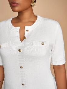 Veslaya Autumn & Winter New Arrivals, Women's Plus Size Sweater Dress Fall - White - View 7