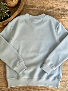 Resyla Women's Plus Size Round Neck Drop Shoulder Long Sleeve Sweatshirt - Baby Blue - View 2