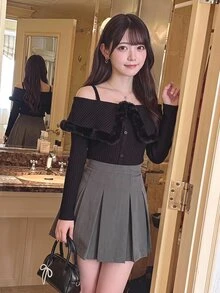 Bijouette 大尺碼女款毛茸茸拼接休閒日常長袖上衣 冬季 - 黑色 - 查看 15