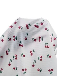 SHEIN PariChic 女士法式优雅蕾丝拼布 V 领褶饰纽扣长袖 T 恤 - 白色 - 查看 10
