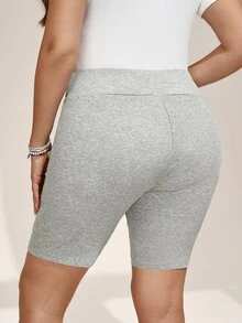 SHEIN LUNE 3件套加大码黑色、灰色、白色休闲打底裤/短裤，夏季女装加大码夏季三件套不对称高腰打底裤，黑色、灰色和白色，适合骑行打底短裤，休闲夏季时尚休闲装，女士骑行短裤，女士弹力短裤，女士罗纹骑行短裤，加大码骑行短裤，高腰骑行短裤，女士高腰短裤，女士骑行短裤，女士运动短裤 - 彩色 - 查看 2