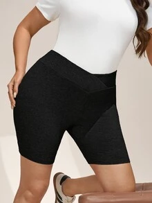 SHEIN LUNE 3件套加大码黑色、灰色、白色休闲打底裤/短裤，夏季女装加大码夏季三件套不对称高腰打底裤，黑色、灰色和白色，适合骑行打底短裤，休闲夏季时尚休闲装，女士骑行短裤，女士弹力短裤，女士罗纹骑行短裤，加大码骑行短裤，高腰骑行短裤，女士高腰短裤，女士骑行短裤，女士运动短裤 - 彩色 - 查看 9