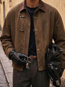 HIMLAND Men's Long Sleeve Casual Jacket With Snap Button Placket - Multicolor - View 6