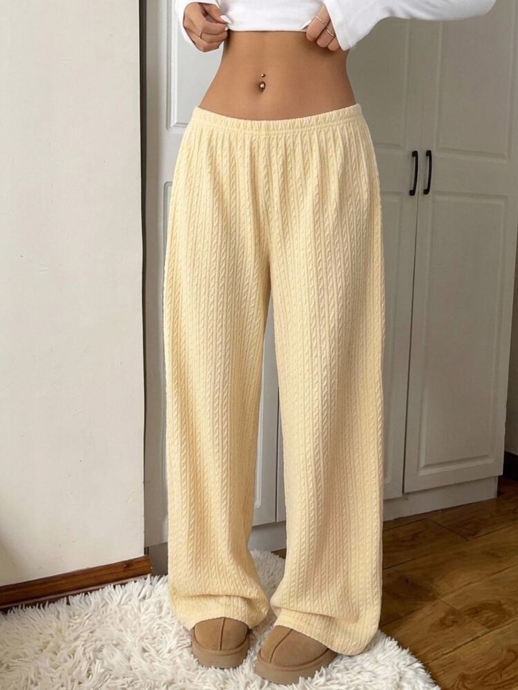 CovetEZ Women Solid Color Casual Versatile Daily Wear Long Pants Lounge Pale Yellow Fall - Yellow - View 6