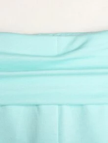 SHEIN 女童淺綠色高腰微喇喇叭褲，春秋款彈性柔軟親膚修身寬腿長褲 - 綠色 - 查看 6