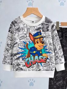 SHEIN | PAW Patrol 2件組男嬰休閒可愛卡通小狗印花時尚圓領長袖衛衣與運動長褲套裝，適合秋冬穿著 - 彩色 - 查看 3