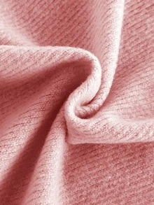 SHEIN 女童春夏秋冬休閒T恤套裝，設計感不對稱套頭高領針織面料素色米色長袖上衣搭配米色休閒喇叭褲，2件套適合春夏秋冬返校季，優雅淑女高端風格，適用日常上學、外出、旅行、聚會 - 粉色 - 查看 7