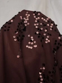 SHEIN Clasi 女款優雅派對宴會高階重工裝飾婚紗 2 件套 - 咖啡棕 - 查看 4