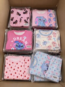 青少年女孩短袖長褲插肩袖修身睡衣，適合夏季 - 彩色 - 查看 4