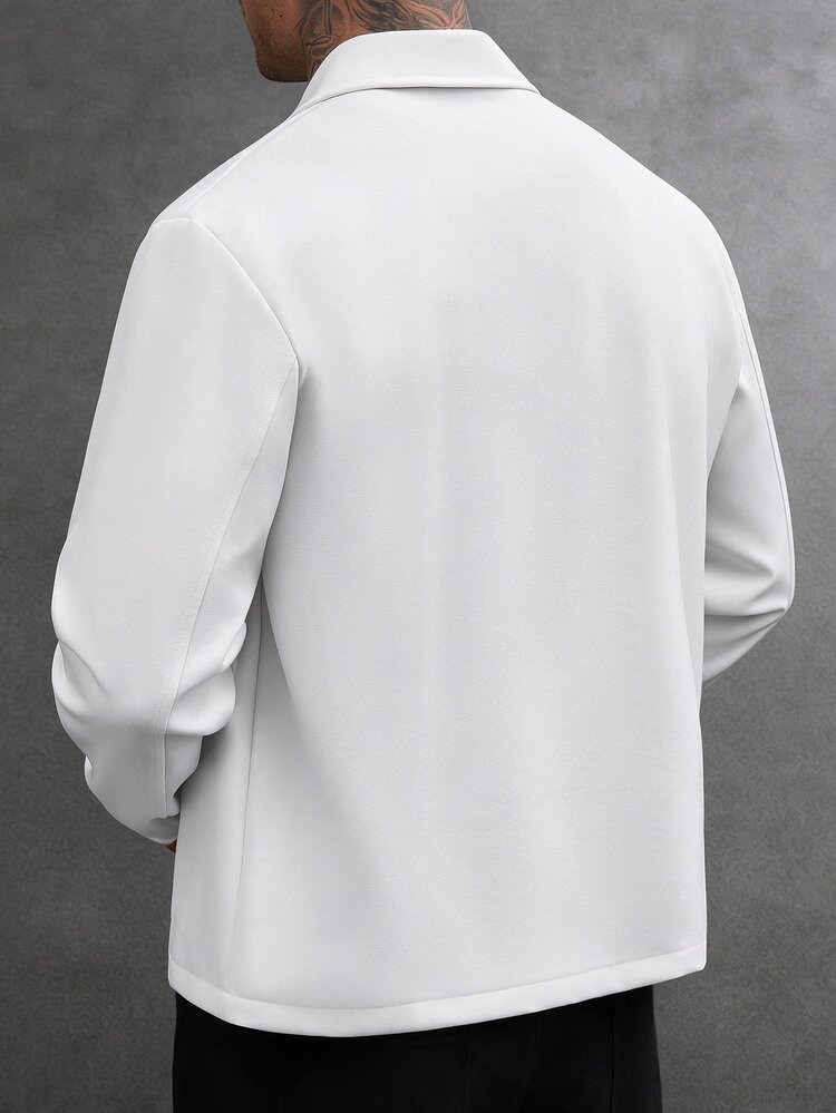 SLATEMANN Men's Casual Streetwear Versatile Jacket For Fall Vacation Club Office Workwear White Streetwear - White - View 2
