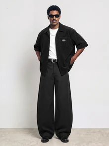 STYNVO Men Shirts Going Out Holiday Plain Black Summer - Black - View 3
