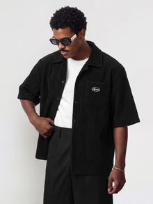STYNVO Men Shirts Going Out Holiday Plain Black Summer - Black - View 4