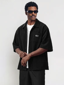 STYNVO Men Shirts Going Out Holiday Plain Black Summer - Black - View 1