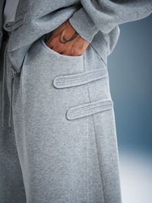 PAVTROS Men's Autumn/Winter Jacket & Sweatpants Set, Stand Collar Cardigan With Frog Button Design, Light Floral Grey Curved Leg Sweatpants, Y2K Theme Christmas & Halloween Gift - Grey - View 5