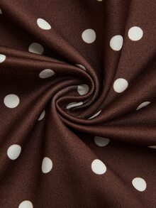 SHEIN PariChic 2026 Summer New Sexy Ruffled Hem Polka Dot Halter Crop Top, Vintage French Style Brown - Multicolor - View 8