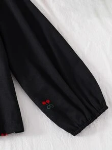 Teen Girl Black Top And Long Pants Casual Pajama Set - Black - View 5