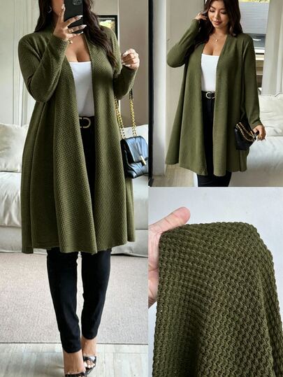 Vionelle Plus Size Casual Vacation Long Sleeve Knit Cardigan Fall