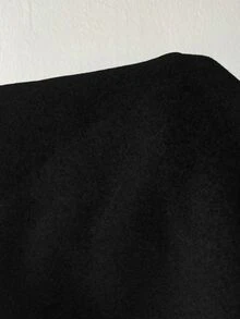 Pariaura Chaqueta Corta De Lana Negra De Mangas Largas Y Hombros Caídos Para Mujer En Otoño/invierno - Negro - Ver 8