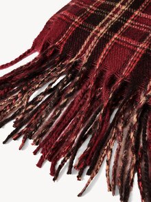 Opalesca Women's Plaid Knit Long Red Scarf Shawl, Popular Thick Warm Shawl, Non-Elastic Decorative Plaid, Suitable For University Campus - Red Wine Black Currant - View 8