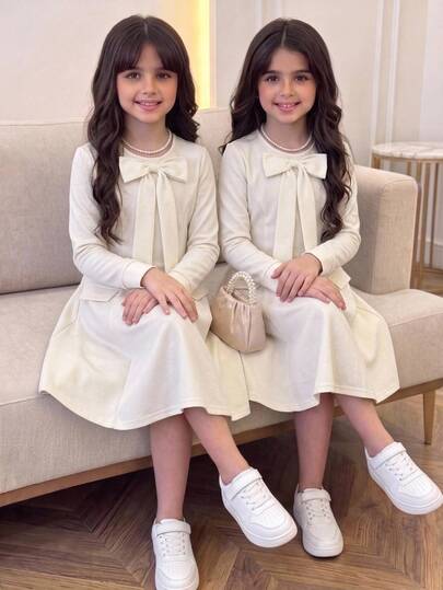 Girlism Tween Girl Bow Decor Casual Daily Summer Dress Kids