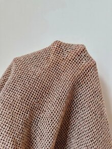 Seusyu 法式優雅V領鏤空網紗短袖針織開襟衫，奢華金屬玫瑰鈕扣寬鬆短版上衣，杏色，適合早午餐與夏季 - 卡其色 - 查看 6