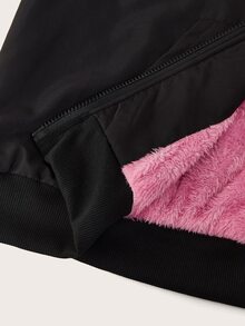 SHEIN EZwear Plus Size Thermal Lined Hooded Casual Versatile Jacket, Multi-Color/Winter Pink Plush Lining New Year - Multicolor - View 5