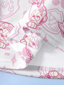 SHEIN | PAW Patrol 女童卡通圖案長袖運動衫與長褲休閒日常套裝 - 白色 - 查看 3